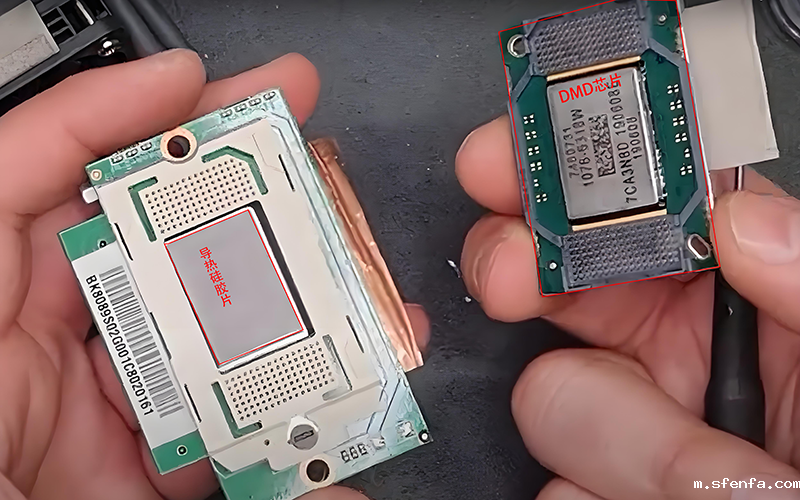 DMD芯片及导热硅胶片的安装位置